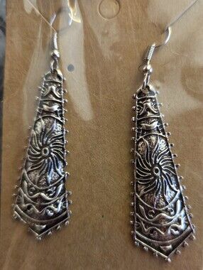 Bohemian Silver-Tone Filigree Drop Earrings